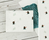 滑雪熊可愛動物圖案布料韓國製造半碼