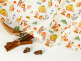 Animal Camping Bear Rabbit Fox patterned OEKO-TEX® Fabric, Animal Fabric made in Korea by the Half Yard