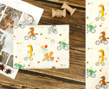Animal Bicycle Bear Horse Giraffe patterned OEKO-TEX® Fabric, Animal Fabric made in Korea by the Half Yard