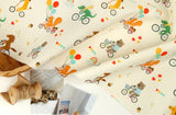 Animal Bicycle Bear Horse Giraffe patterned OEKO-TEX® Fabric, Animal Fabric made in Korea by the Half Yard