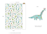 Kawaii Dinosaur Party Dino Theme Park Patterned Fabric, Cute, sewing, Quilt made in Korea Half Yard