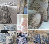 Toile du Jouy Vintage Antique Picnic Fabric Poster made in Korea by the Panel 40 x 60cm(15" x 23")