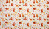 Honey and Bear Teddy Honey Bee Patterned Fabric made in Korea by Half Yard DTP