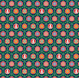 Korean Traditional Pattern Embroidery Style Dancheong Pattern Cotton Fabric made in Korea by the Half Yard