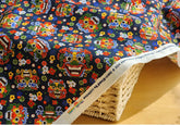 Korean Traditional Asian Goblin Oni Flower Dokkaebi Pattern Cotton Fabric made in Korea by the Half Yard