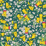 Pocket Monster Pokemon Pikachu and Flower Poké Ball Character Fabric made in Korea by the Half Yard