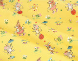 可愛動物馬戲團表演兔子老鼠小雞圖案布料韓國半碼數位紡織印花製造
