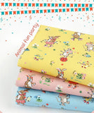 可愛動物馬戲團表演兔子老鼠小雞圖案布料韓國半碼數位紡織印花製造