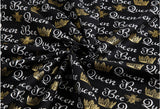 Queen Bee Lettering Patterned Fabric made in Korea by the Half Yard