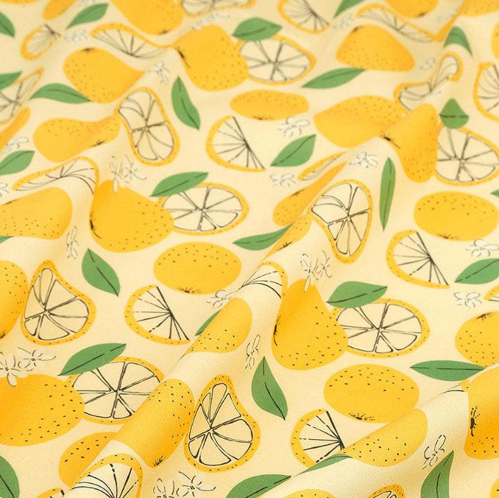 Fruits Orange Mandarin Dekopon Patterned Fabric made in Korea by the Half Yard