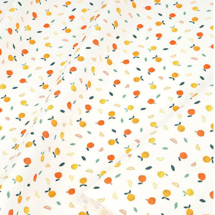 Fruits Orange Mandarin Dekopon Patterned Fabric made in Korea by the Half Yard