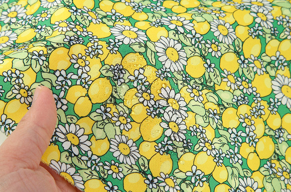 Dewspo Waterproof & Breathable Fabric Lemon Daisy made in Korea by the Yard