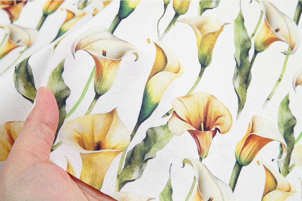 Calla Lily Flower Patterned Fabric made in Korea by the Half Yard