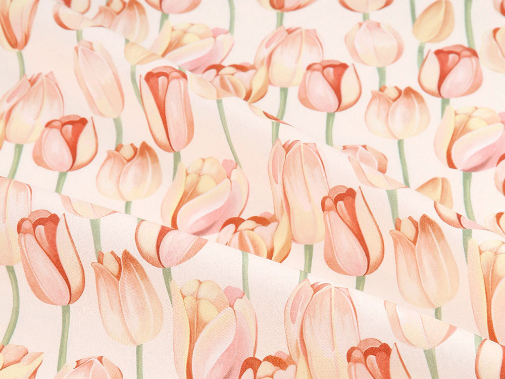 Sweet Tulip Flower Patterned Fabric Cotton made in Korea by the Half Yard