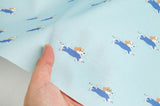 Swimming Dog Puppy Bear Patterned Fabric made in Korea by the Half Yard