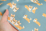 Dog Puppy Welsh Corgi Family Patterned Fabric made in Korea by the Half Yard