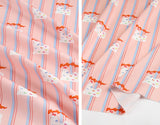 Pink Stripe Maltese Dog Puppy Patterned Fabric made in Korea by the Half Yard