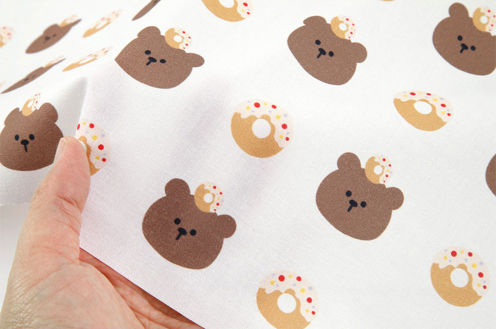 Cute Donut Bear Patterned Fabric made in Korea by the Half Yard