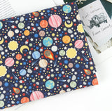 Funny Galaxy Star Space Planet Patterned Fabric Cotton made in Korea by the Half Yard