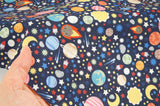 Funny Galaxy Star Space Planet Patterned Fabric Cotton made in Korea by the Half Yard
