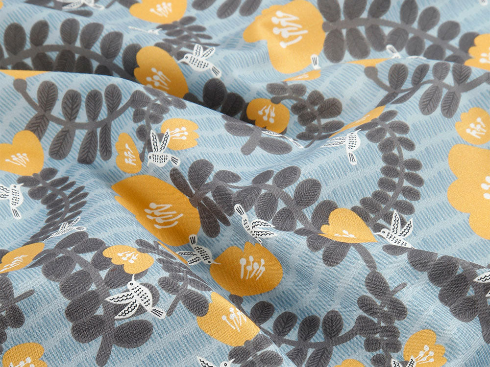 Ether Floral Garden Flower Patterned Fabric Cotton made in Korea by the Half Yard