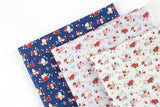 Camellia Flower & Rabbit Patterned Fabric Cotton made in Korea by the Half Yard