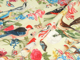 Flower & Birds Thrush Robin  Patterned Fabric Cotton made in Korea by the Half Yard