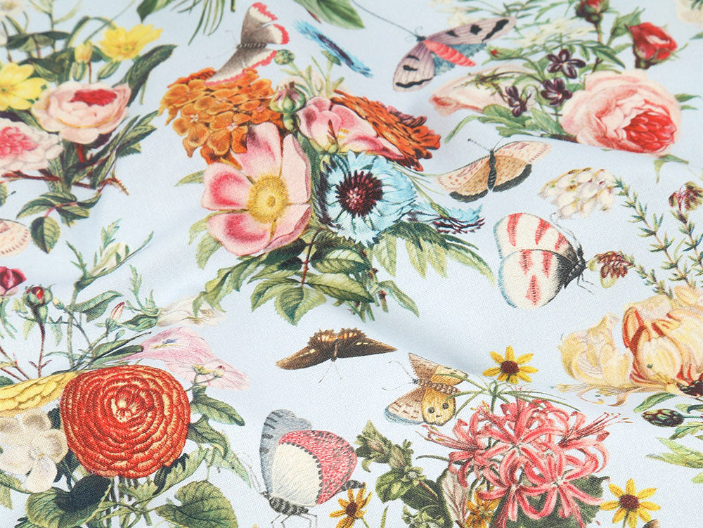 Butterfly Flower Garden Patterned Fabric Cotton made in Korea by the Half Yard