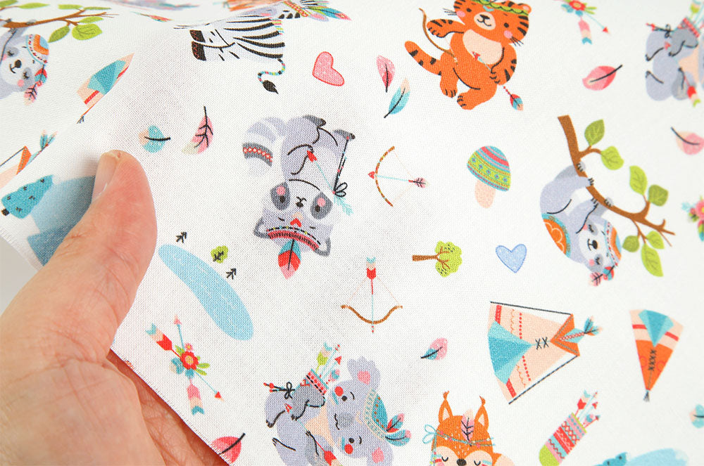 Cute Indian Costume Play Animals Fabric Digital Textile Printing printed in Korea by the Half Yard