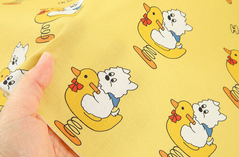 Spring Rider Happy Puppy Dog Fabric DTP printed in Korea by the Half Yard