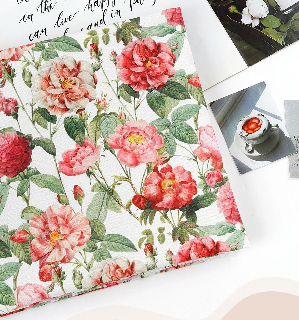 Crimson Bloom Fabric Digital Textile Printing printed in Korea by the Half Yard