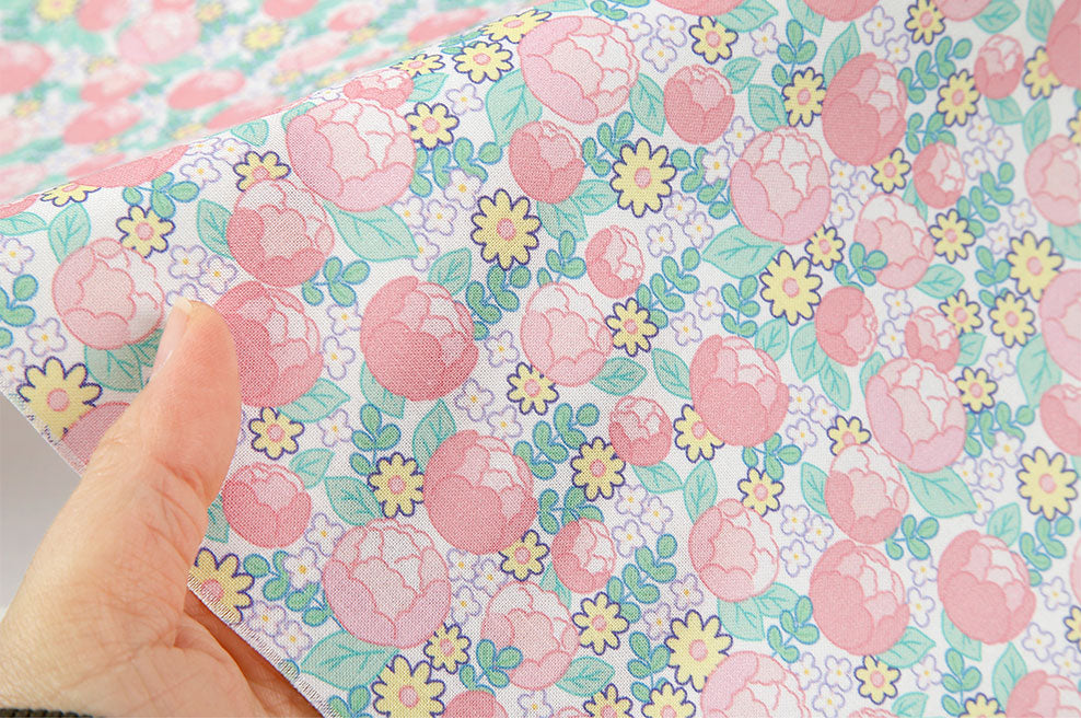 Rose Buds Flower Fabric DTP printed in Korea by the Half Yard