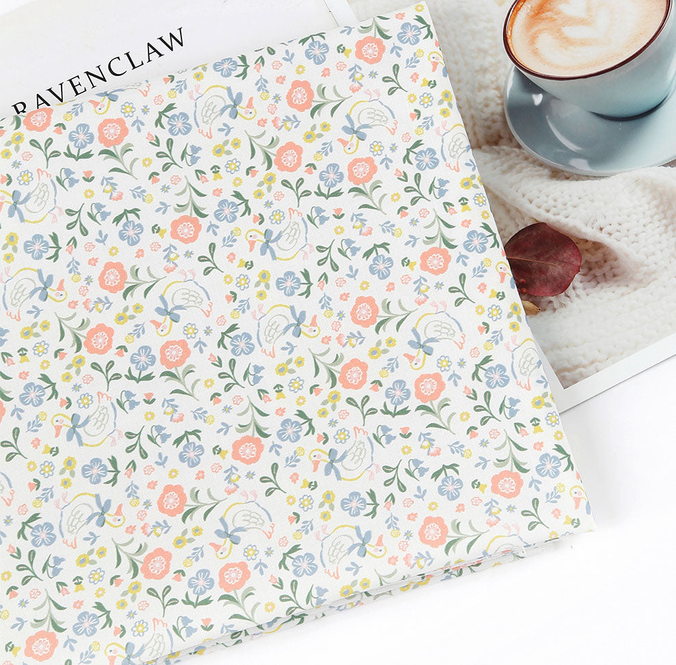 Garden Duck Patterned Fabric DTP printed in Korea by the Half Yard