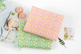 Yellow Flower & Green Leaf Fabric DTP printed in Korea by the Half Yard