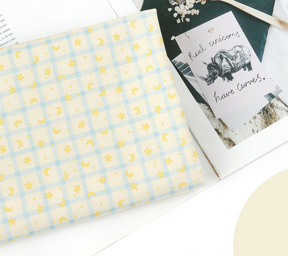Dream Night on Check Patterned Fabric DTP printed in Korea by the Half Yard