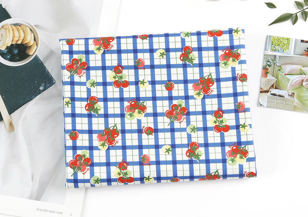 Tomato Picnic Check Patterned Fabric DTP printed  in Korea by the Half Yard