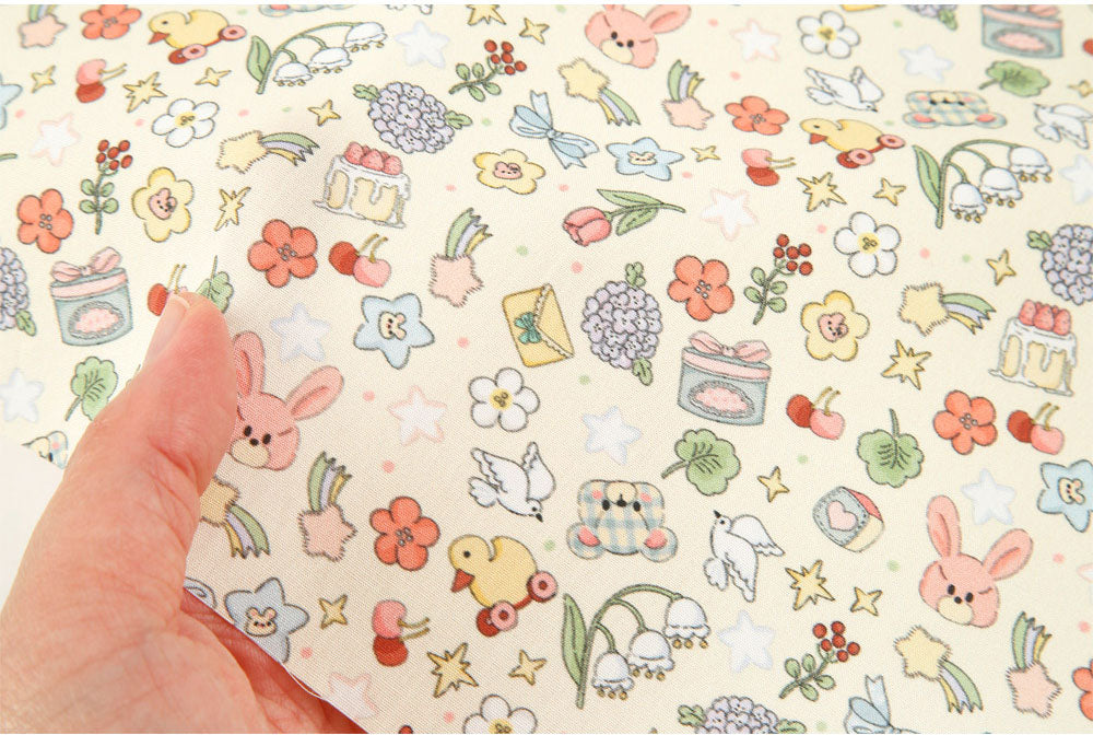 Funny Crayon Patterned Organic 40s Fabric made in Korea by the Yard 36" by 55" or 90cm x 140cm