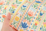 Avantgarde Tulip Flower Border Patterned Organic 40s Fabric made in Korea by the Yard 36" by 55" or 90cm x 140cm