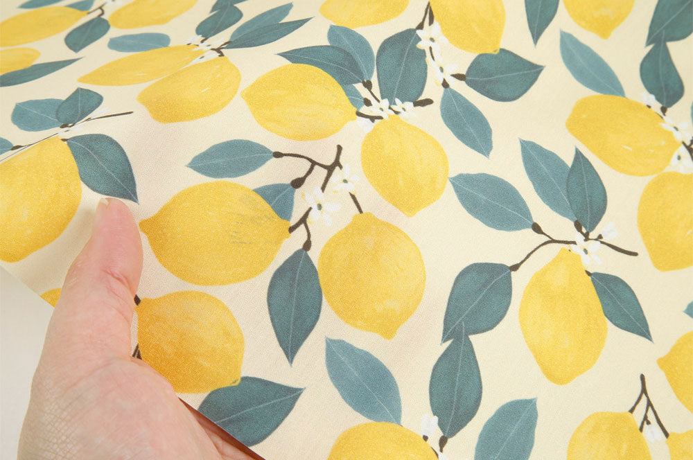Lemon Tree Patterned Organic 40s Fabric made in Korea by the Yard 36" by 55" or 90cm x 140cm