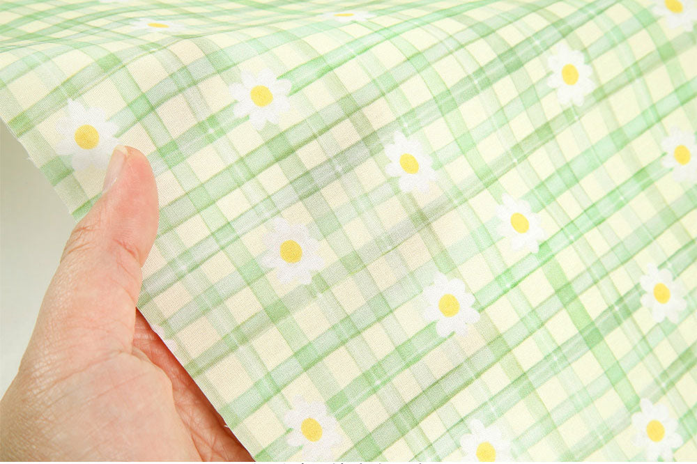 Daisy Day Patterned Organic 40s Fabric made in Korea by the Yard 36" by 55" or 90cm x 140cm