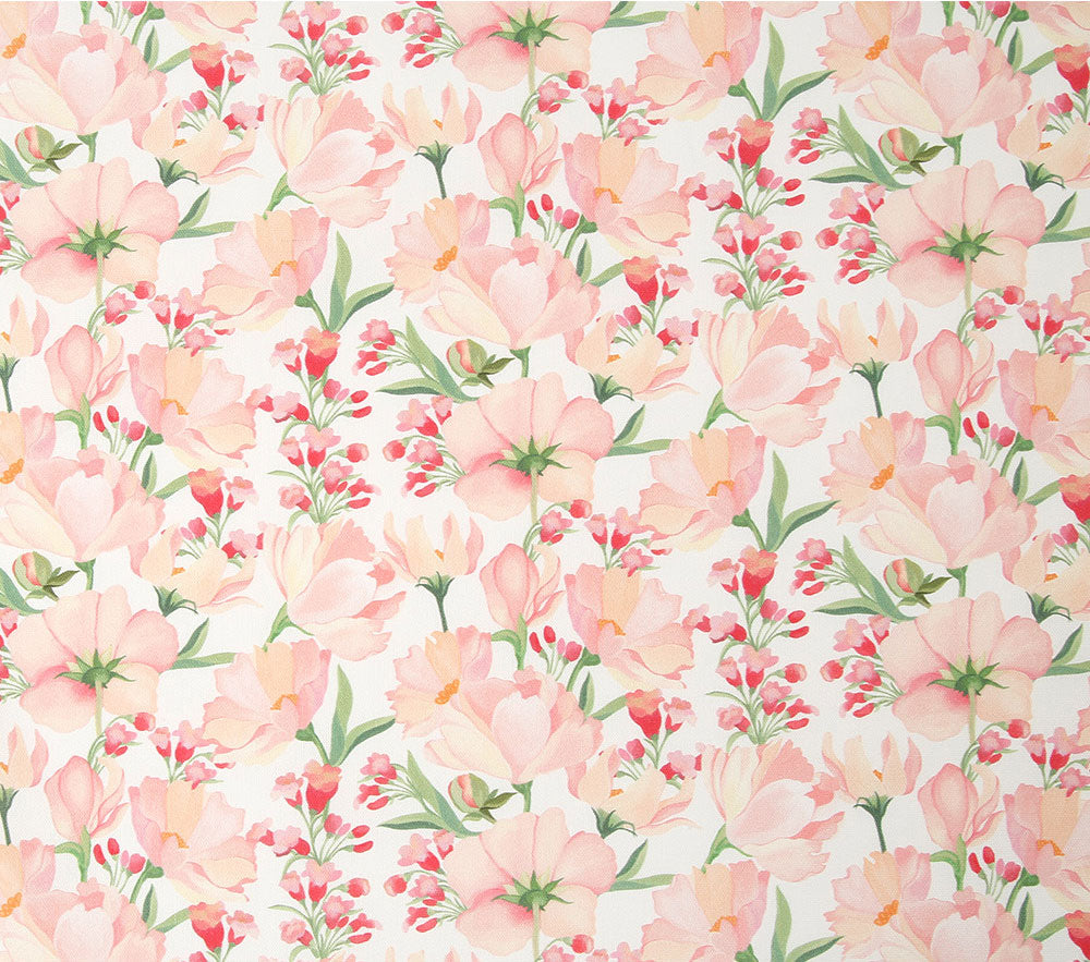 Pink Flower Mielle Patterned Fabric Oxford Cotton made in Korea by the Yard
