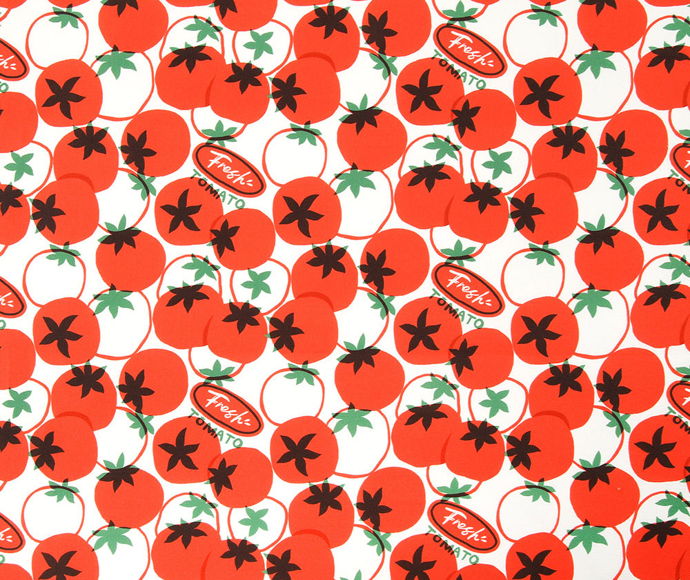 Fresh Tomato Patterned Fabric Oxford Cotton made in Korea by the Yard