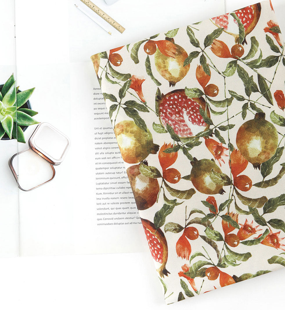 Fruits Pomegranate Patterned Fabric, Cute, sewing, Quilt made in Korea Half Yard