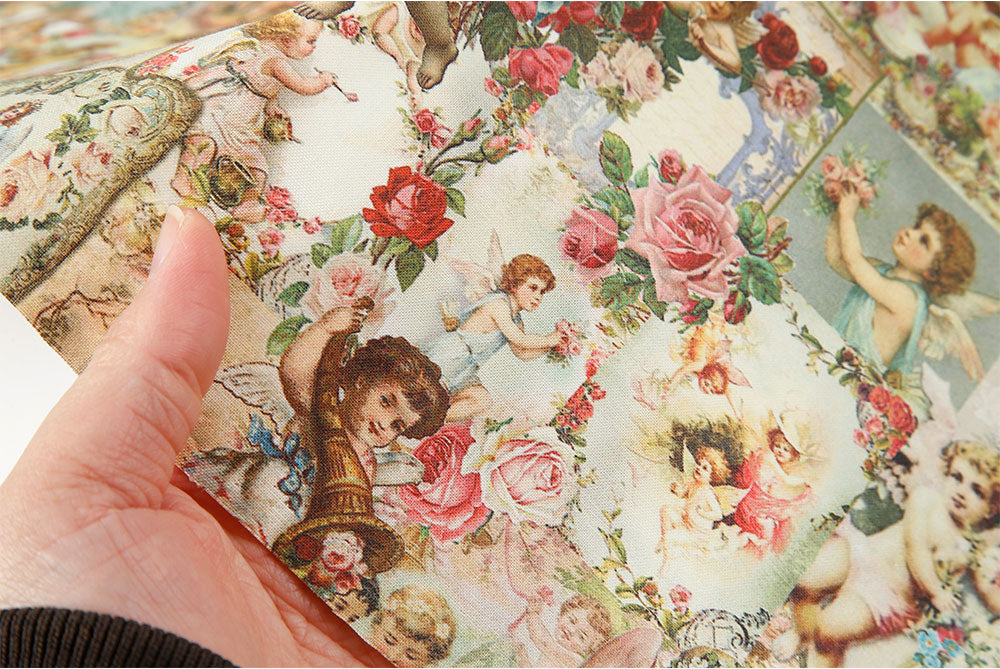Vintage Lovely Cupid Baby Angel Fabric made in Korea by the Half Yard