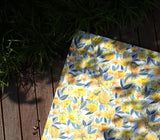 Watercolor Yellow Flower Garden Patterned Fabric made in Korea by the Half Yard