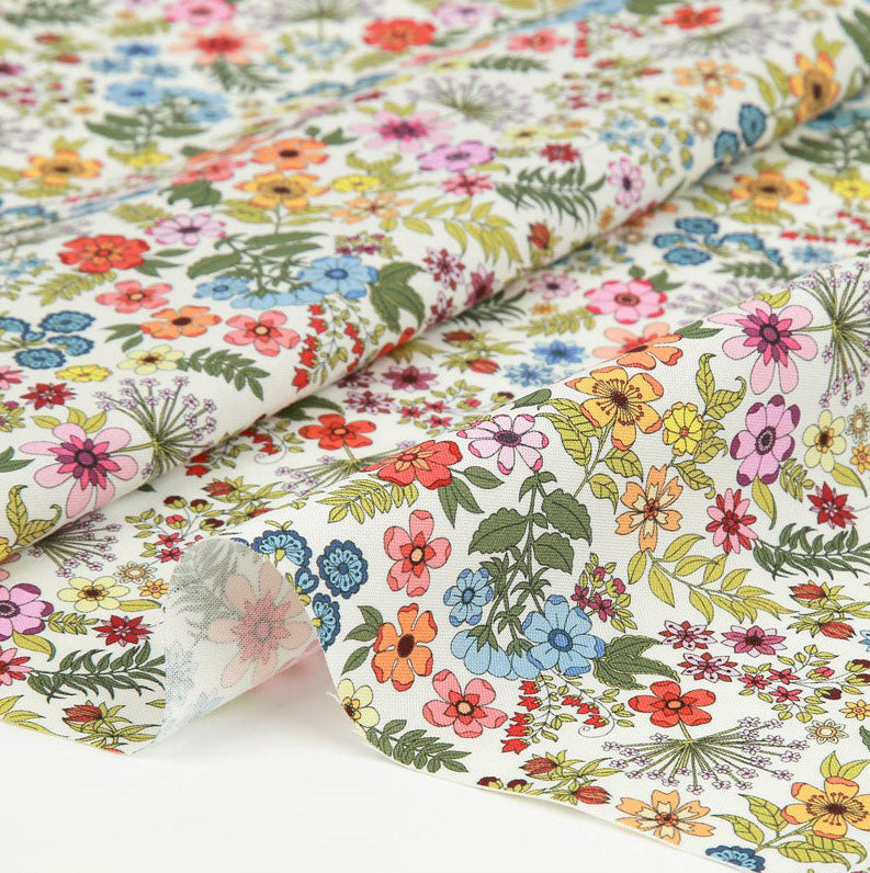 Blanc Flower Wildflower Garden Patterned Fabric made in Korea by the Half Yard