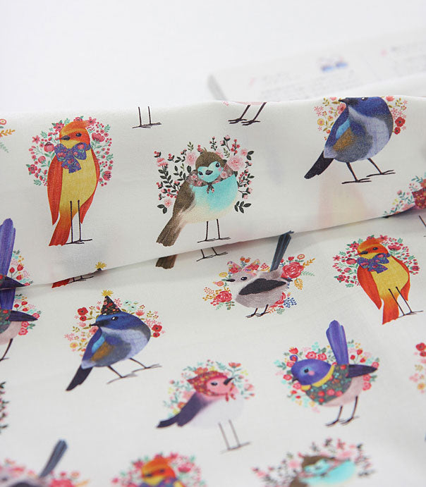Beauty Cardinal Red Bird Patterned Fabric Cotton made in Korea by the Half Yard