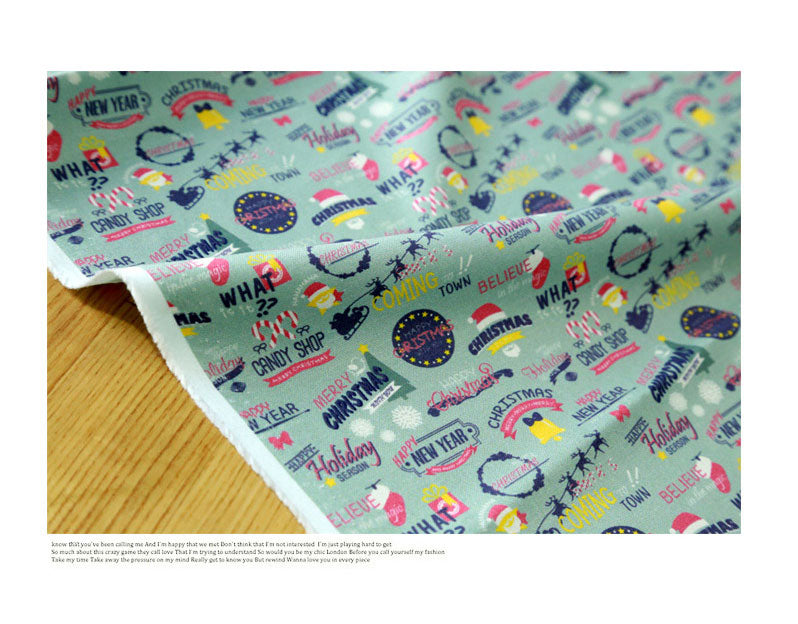 Christmas Label Patterned Fabric Cotton made in Korea by the Half Yard