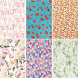 Beautiful Floral Patterned Linen OEKO-TEX Fabric made in Korea by the Yard 90cm x 140cm or 36"x 55"