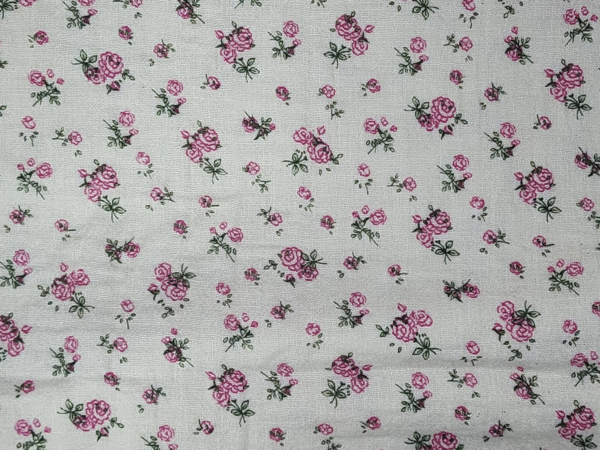 Petite Rose Flower Patterned Double Gauze Fabric made in Korea by the Yard 36" x 59" or 90 x 150cm